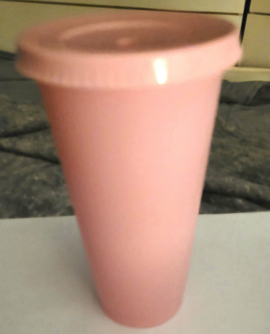 Pink plastic cup